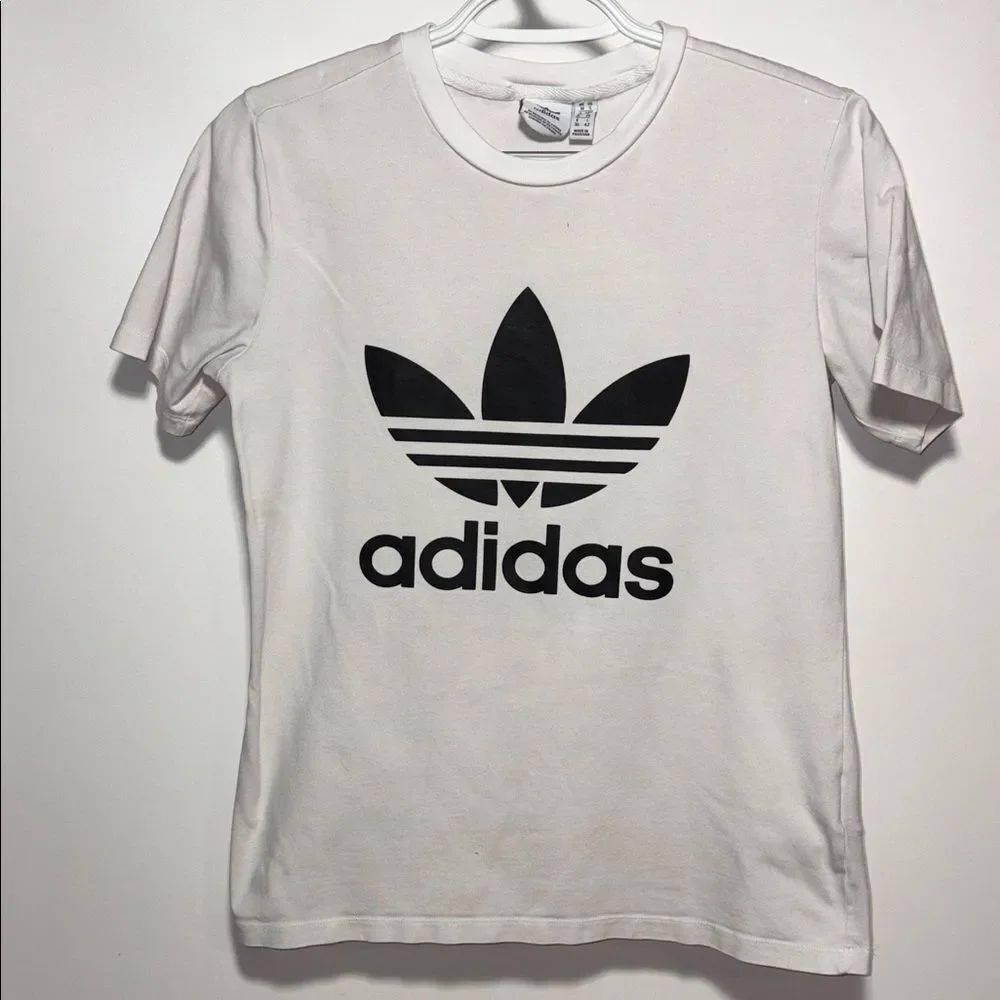 adidas White and Black Kids Short Sleeve Tee